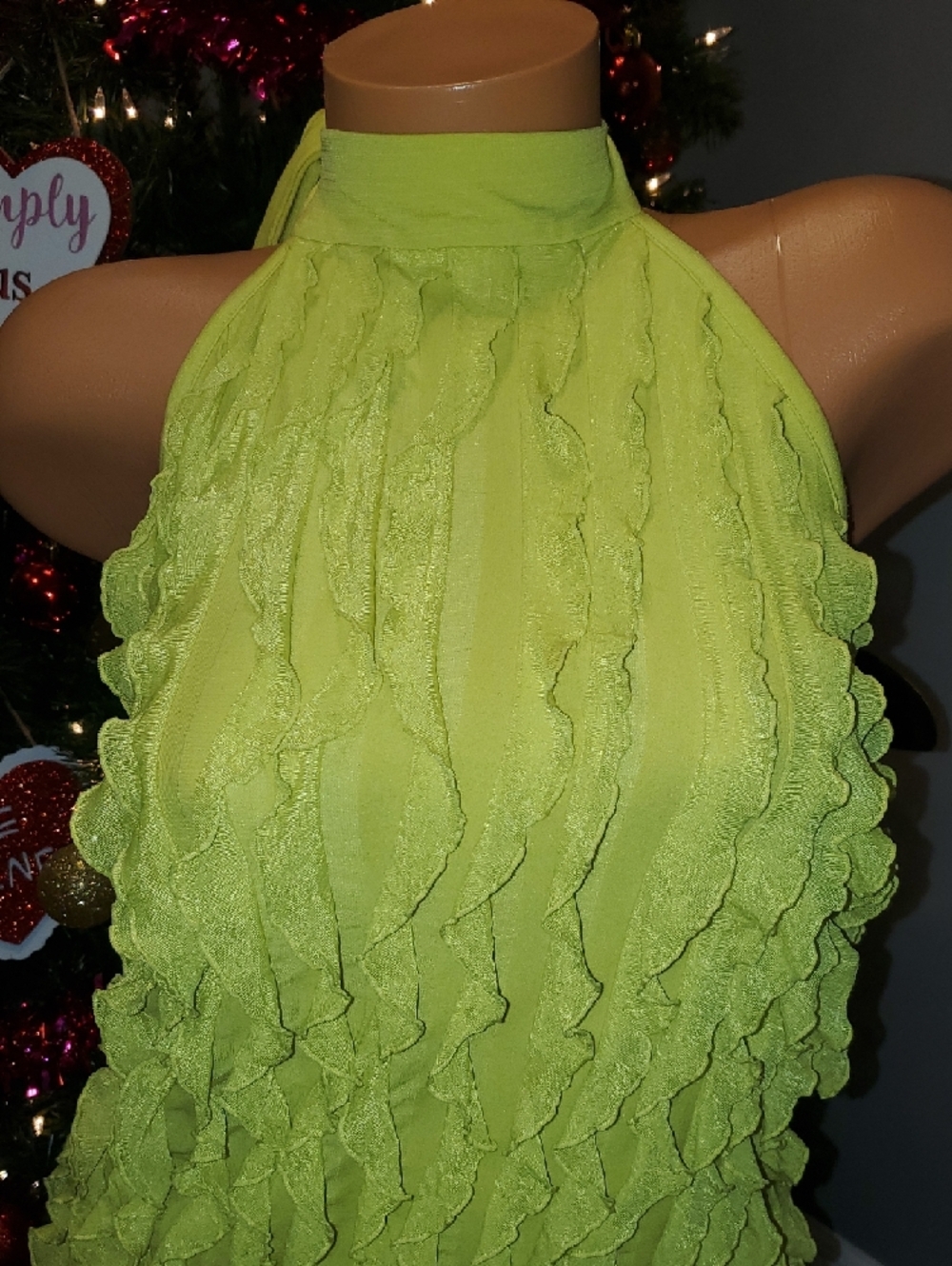 Bwear Neon Yellow Ruffled Halter Tank Top - Picture 2 of 7